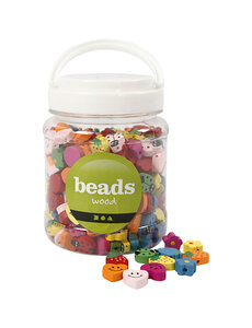 Creativ Company Houten Kralen Figuren, afm 15-20 mm, gatgrootte 1,5 mm, 235 gr, 700 ml/ 1 Doosje