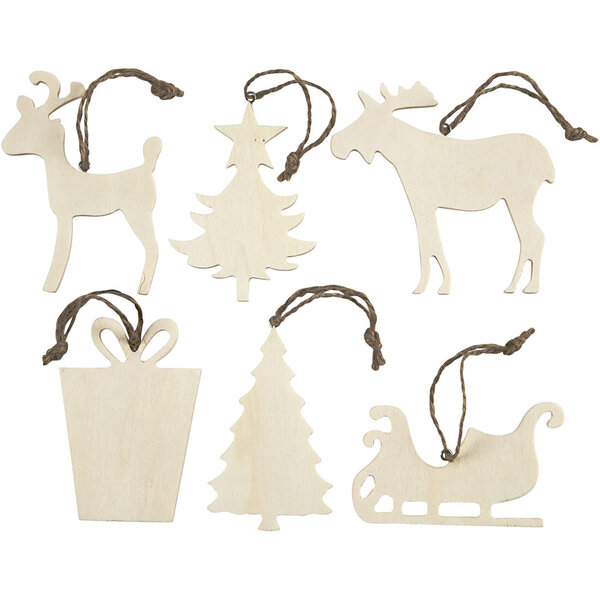Creativ Company Ornamenten, afm 7-9 cm, dikte 4 mm, 6 stuk/ 1 doos