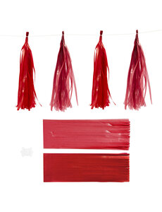  Tassels, afm 12x35 cm, 14 gr, wijnrood/rood, 12 stuk/ 1 doos