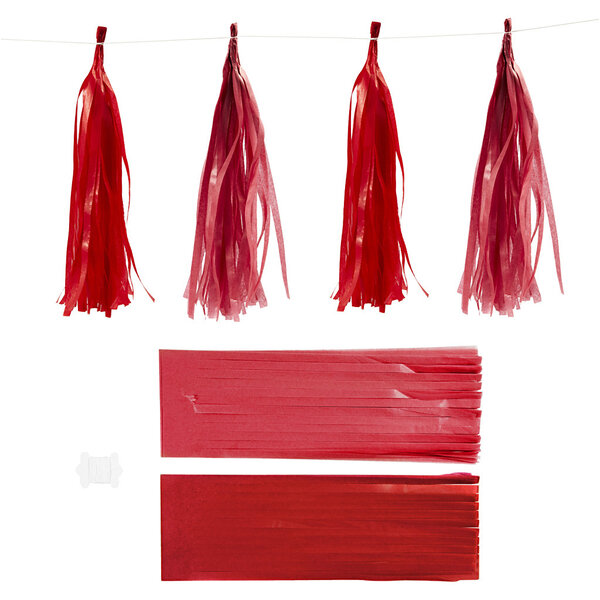 Tassels, afm 12x35 cm, 14 gr, wijnrood/rood, 12 stuk/ 1 doos