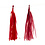 Tassels, afm 12x35 cm, 14 gr, wijnrood/rood, 12 stuk/ 1 doos