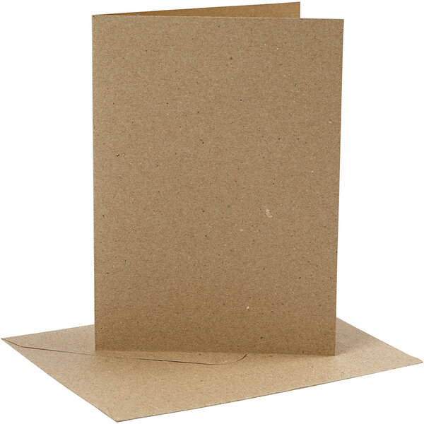 Creativ Company Kaarten en enveloppen, afmeting kaart 12,7x17,8 cm, afmeting envelop 13,3x18,5 cm, 230 gr, naturel, 4 set/ 1 doos