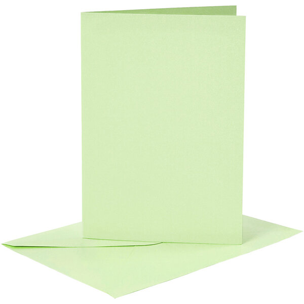 Creativ Company Kaarten en enveloppen, afmeting kaart 10,5x15 cm, afmeting envelop 11,5x16,5 cm, 120+210 gr, lichtgroen, 6 set/ 1 doos