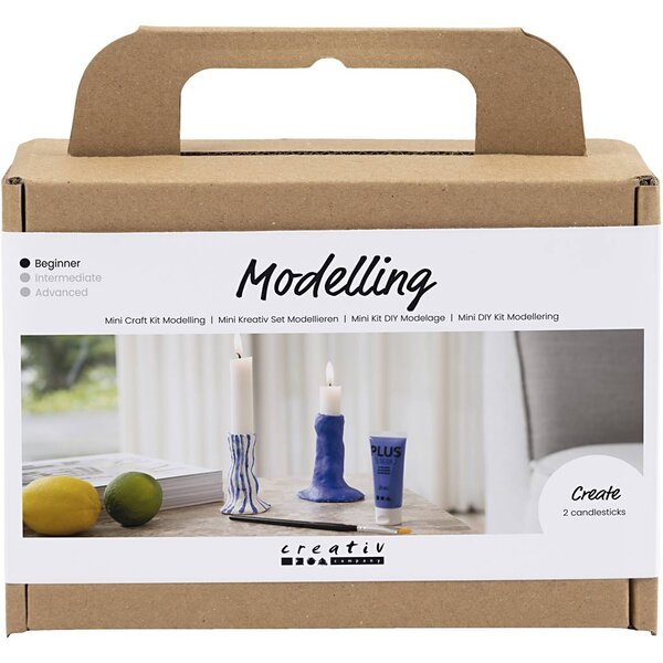 Creativ Company Mini Hobbyset Boetseren, Kandelaar, ultra marine, 1 doos