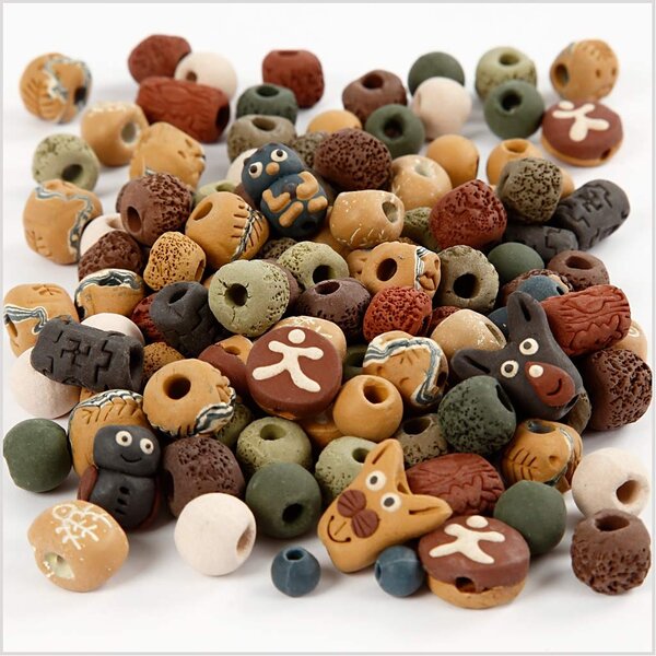 Creativ Company Keramiek Kralen, afm 7-18 mm, gatgrootte 2-4 mm, diverse kleuren, 300 gr/ 1 doos