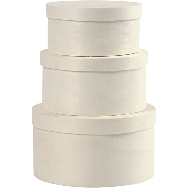 Creativ Company Ronde fineer doos, H: 5,4+6,5+7,3 cm, d 10+11+13 cm, 3 stuk/ 1 set