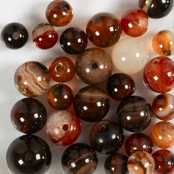 Creativ Company Kralen van agaat, d 6+8+10 mm, gatgrootte 0,9-1 mm, donkerbruin, 28 stuk/ 1 doos