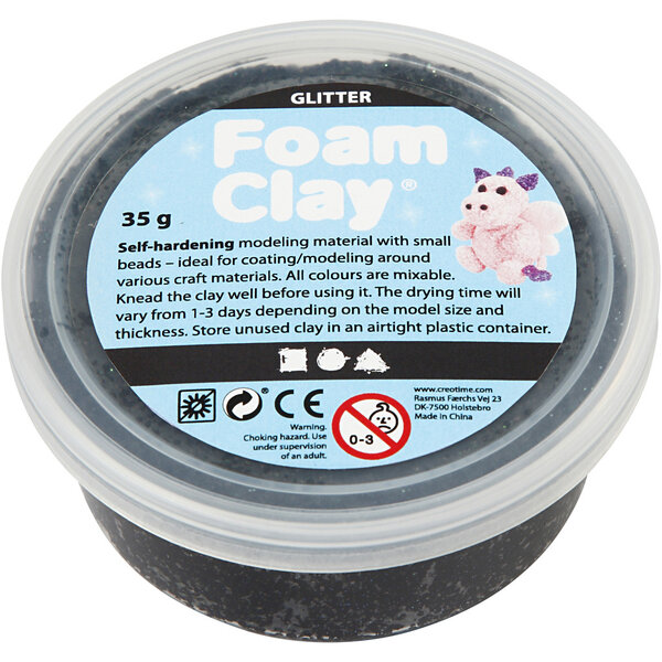 Foam Clay Foam Clay®, zwart glitter, 35 gr/ 1 Doosje