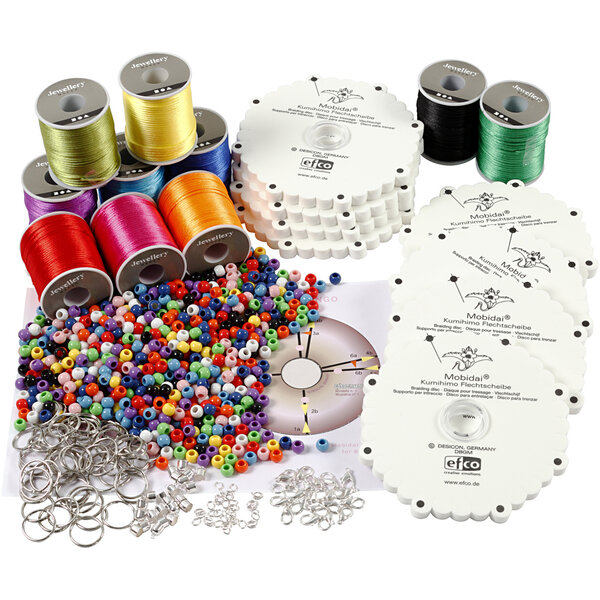 Creativ Company Groepsset Kumihimo, neon kleuren, sterke kleuren, 1 set