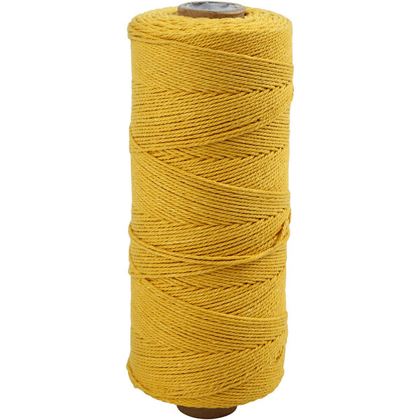 Creativ Company Macramé koord, L: 315 M, dikte 1 mm, Dunne kwaliteit 12/12, geel, 220 gr/ 1 bol