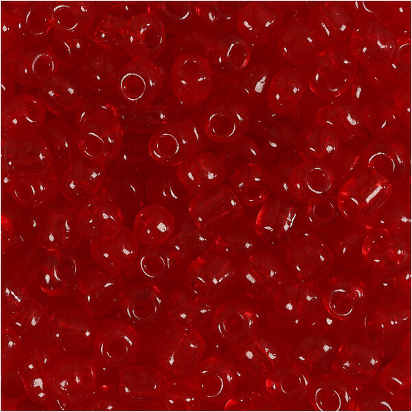 Creativ Company Rocailles, d 4 mm, afm 6/0, gatgrootte 0,9-1,2 mm, helder rood, 25 gr/ 1 doos