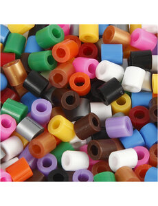  Strijkkralen met open zijkant, afm 5x5 mm, gatgrootte 2,5 mm, medium, standaardkleuren, 1100 div/ 1 doos