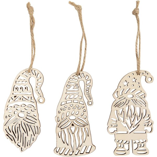 Creativ Company Scandinavische kerstkabouter, H: 8 cm, B: 4 cm, 6 stuk/ 1 doos
