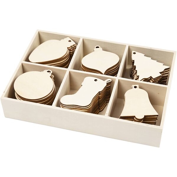 Creativ Company Kerstdecoratie, H: 5,5-7 cm, B: 4-5 cm, gatgrootte 4 mm, 90 stuk/ 1 doos