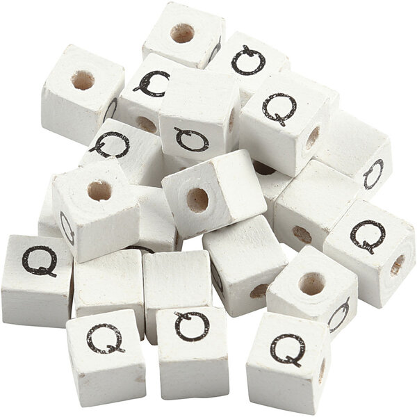 Creativ Company Letterkralen, Q, afm 8x8 mm, gatgrootte 3 mm, wit, 25 stuk/ 1 doos