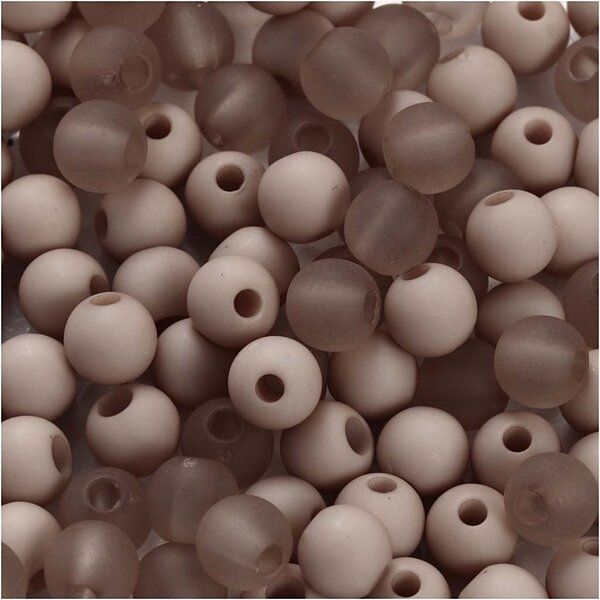 Creativ Company Plastic Kralen, d 6 mm, gatgrootte 2 mm, lichtgrijs, 40 gr/ 1 doos