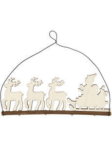 Creativ Company Kerstdecoratie, kerstman met rendier, H: 8 cm, D: 0,5 cm, B: 22 cm, 1 stuk