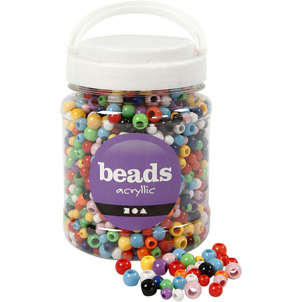 Creativ Company Pony kralen, d 6-10 mm, gatgrootte 3-5 mm, diverse kleuren, 430 gr, 700 ml/ 1 Doosje
