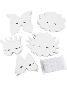 Creativ Company Fantasiemaskers - Inclusief elastiek, H: 15-20 cm, 230 gr, wit, 100 div/ 1 doos