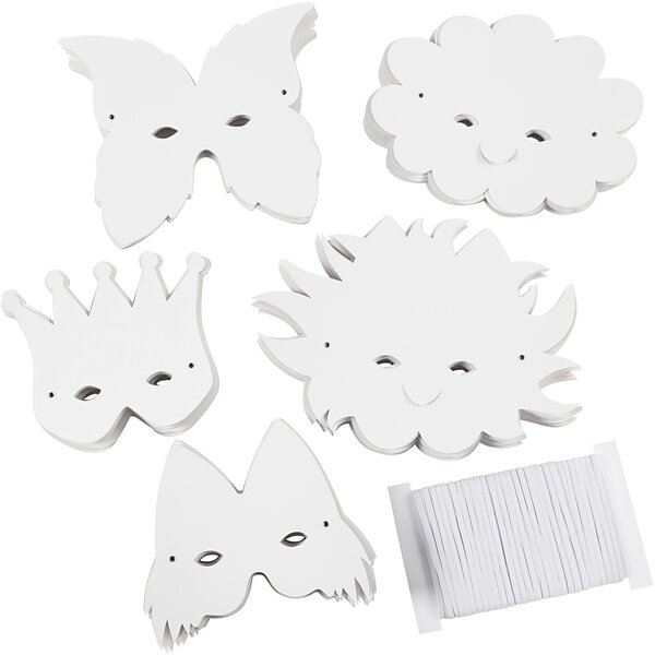 Creativ Company Fantasiemaskers - Inclusief elastiek, H: 15-20 cm, 230 gr, wit, 100 div/ 1 doos