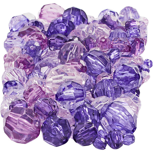 Creativ Company Facet kralen, afm 4-12 mm, gatgrootte 1-2,5 mm, paars, 250 gr/ 1 doos