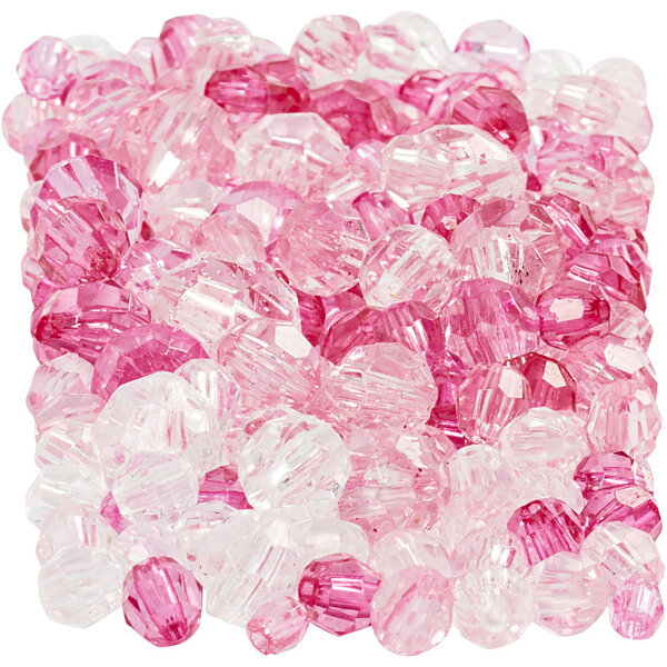 Creativ Company Facet kralen, afm 4-12 mm, gatgrootte 1-2,5 mm, pink (081), 250 gr/ 1 doos