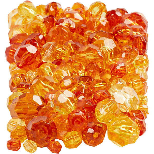 Creativ Company Facet kralen, afm 4-12 mm, gatgrootte 1-2,5 mm, geel (32227), 250 gr/ 1 doos