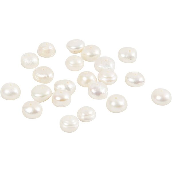 Creativ Company Zoetwaterparels, afm 4-6 mm, gatgrootte 1 mm, parelmoer, 40 cm/ 1 doos