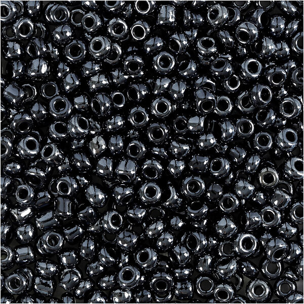 Creativ Company Rocailles, d 3 mm, afm 8/0, gatgrootte 0,6-1,0 mm, metallic zwart, 25 gr/ 1 doos