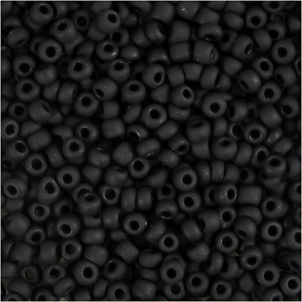 Creativ Company Rocailles, d 3 mm, afm 8/0, gatgrootte 0,6-1,0 mm, mat zwart, 25 gr/ 1 doos