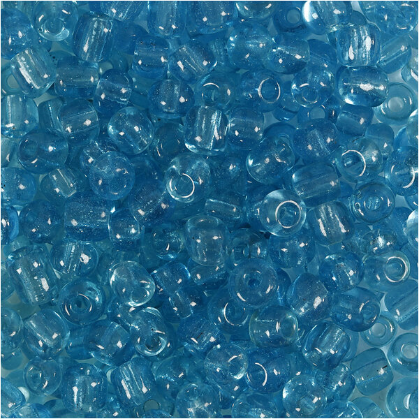 Creativ Company Rocailles, d 4 mm, afm 6/0, gatgrootte 0,9-1,2 mm, helder turquoise, 25 gr/ 1 doos