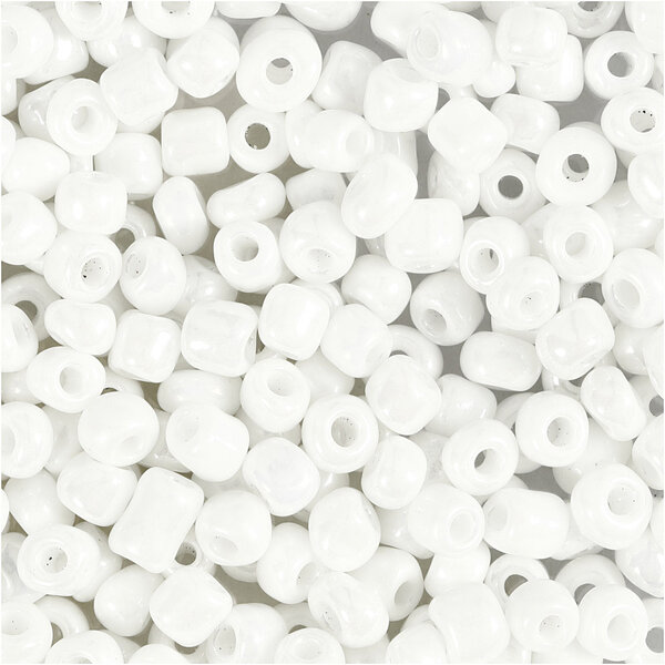 Creativ Company Rocailles, d 4 mm, afm 6/0, gatgrootte 0,9-1,2 mm, wit parelmoer, 25 gr/ 1 doos