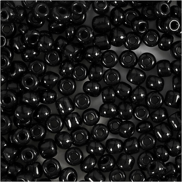 Creativ Company Rocailles, d 4 mm, afm 6/0, gatgrootte 0,9-1,2 mm, zwart, 25 gr/ 1 doos