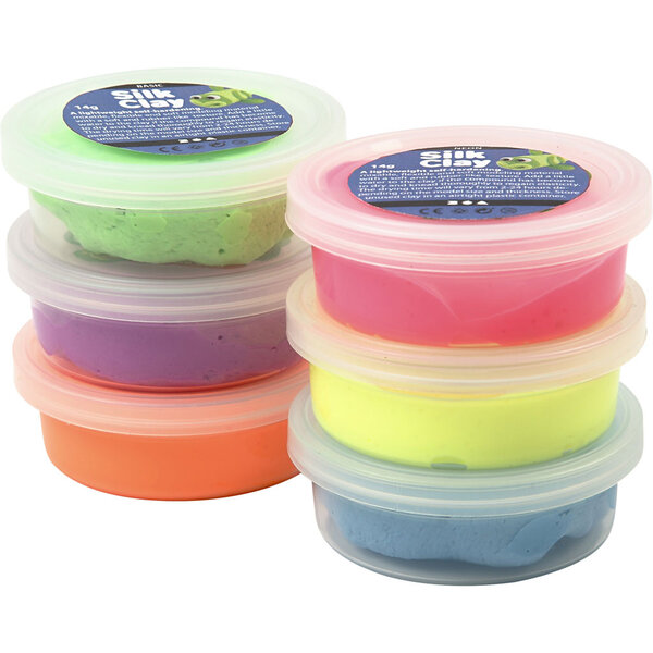 Silk Clay Silk Clay®, neon kleuren, 6x14 gr/ 1 doos
