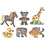 Onderplaat, eend, olifant, giraf, beer, paard en een vis, afm 10x11-13x16,5 cm, medium, 6 stuk/ 1 doos