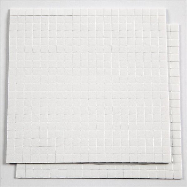 3D foam pads, afm 5x5 mm, dikte 1 mm, wit, 2x400 stuk, 2 vel/ 1 doos