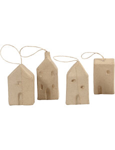 Creativ Company Huis, H: 9,5-12 cm, L: 5,5-6,5 cm, B: 3 cm, 4 stuk/ 1 doos