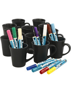 Creativ Company Groepsset Zwarte mokken beschilderen, diverse kleuren, 36 stuk, 1 set
