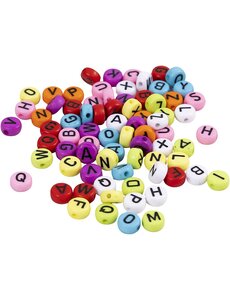  Ronde letterkralen, d 7 mm, gatgrootte 1-2 mm, diverse kleuren, 25 gr/ 1 doos