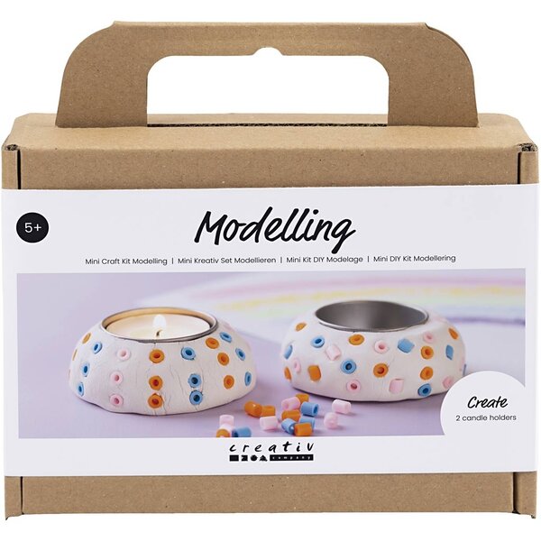 Creativ Company Mini Hobbyset Boetseren, Kaarsenhouders, wit, 1 doos