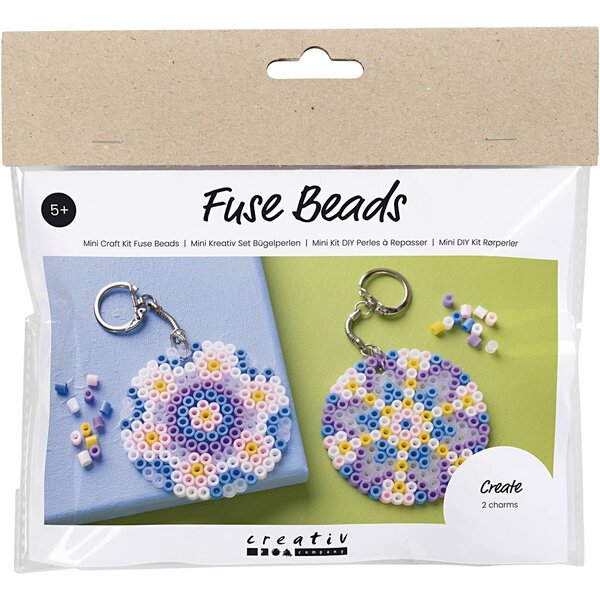 Creativ Company Mini Hobbyset Strijkkralen, Bedels/versieringen voor een tas, diverse kleuren, 1 doos