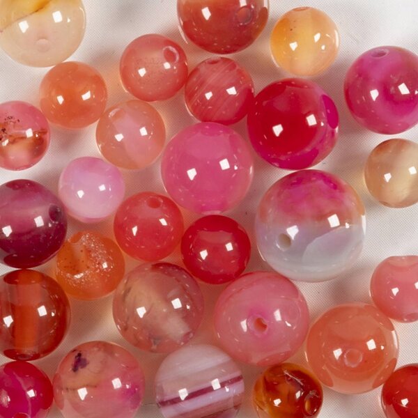 Creativ Company Kralen van agaat, d 6+8+10 mm, gatgrootte 0,9-1 mm, beige, roze, 28 stuk/ 1 doos