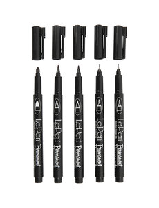  Permanente markers, lijndikte 2x0,6+2x0,8+1,3 mm, zwart, 5 stuk/ 1 doos