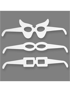 Creativ Company Brillen, H: 4,5-10 cm, L: 32 cm, 230 gr, wit, 16 stuk/ 1 doos