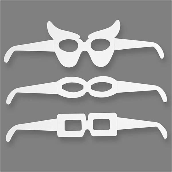 Creativ Company Brillen, H: 4,5-10 cm, L: 32 cm, 230 gr, wit, 16 stuk/ 1 doos