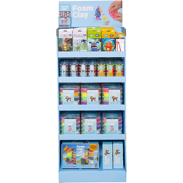 Foam Clay Vloerdisplay Foam Clay® - Zelf in te richten, H: 1560 mm, D: 390 mm, B: 580 mm, diverse kleuren, 102 eenh./ 1 doos