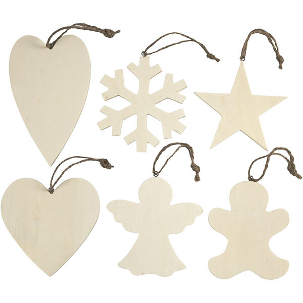 Creativ Company Ornamenten, afm 9-11 cm, dikte 4 mm, 6 stuk/ 1 doos