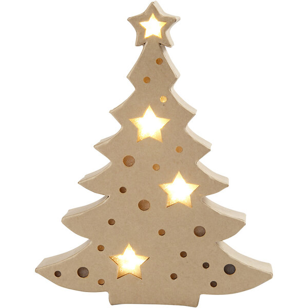 Creativ Company Figuur met licht, kerstboom, H: 27 cm, D: 4 cm, B: 21,5 cm, 1 stuk