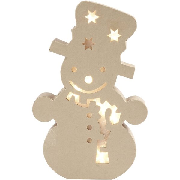 Creativ Company Figuur met licht, sneeuwpop, H: 27 cm, D: 4 cm, B: 17,5 cm, 1 stuk