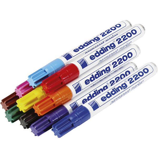 Edding Markers, afm 2200, lijndikte 1,5-3 mm, diverse kleuren, 10 stuk/ 1 doos